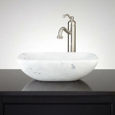 Signature Hardware Curvo Retangular Aro Angular Pia de Vaso Carrara, 17x12" comprar usado  Enviando para Brazil