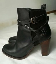 Używany, Massimo Dutti Zara Group Brązowe Skórzane BOTKI NA WYSOKIM OBCASIE PLECIONE PASKI 7 40 na sprzedaż  PL