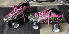 Patins PACER Heart Throb Quad Speed tamanho 8 preto rosa verde branco comprar usado  Enviando para Brazil