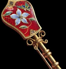 Broche antigo museu vitoriano ouro 19,2K esmalte diamantes viola C 1850 comprar usado  Enviando para Brazil