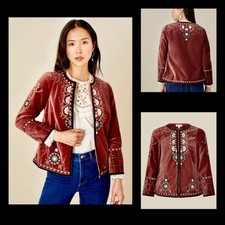 Jaqueta bordada de veludo marrom ferrugem MONSOON Bohemian Arty M G comprar usado  Enviando para Brazil