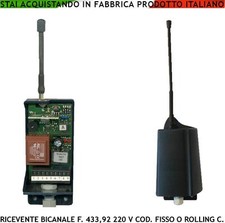 RICEVITORE RADIO 433,92 MHz BICANALE 220 V AUTOMATISMI ALLARME COD. FISSO R CODE usato  Roma