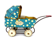Vintage 1930 Wyandotte 6 1/2" Litografia de Estanho Brinquedo de Metal Casa de Bonecas Baby Buggy comprar usado  Enviando para Brazil