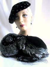 hats black vintage velvet for sale  Springfield