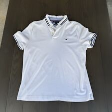 Tommy Hilfiger Hombres Blanco Polo Grande Calce Personalizado Camisa Elastizada Algodón Premium, usado segunda mano  Embacar hacia Argentina