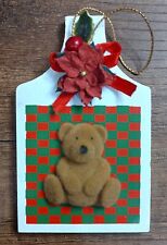 Tábua de corte xadrez enfeite de árvore de Natal urso de pelúcia flocado de madeira vintage  comprar usado  Enviando para Brazil