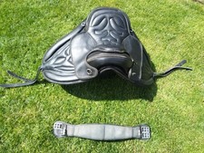 Black leather treeless for sale  PETERBOROUGH