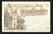 Lithographie lübeck teilansic gebraucht kaufen  Berlin
