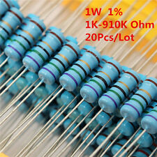 20 peças resistor de filme metálico 1W 1 Watt ±1% 1K -910K Ω Ohm 1 K - 910 K frete grátis comprar usado  Enviando para Brazil