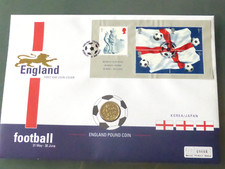 GB 2002 WORLD CUP MINI FOLHA NUMISMÁTICA FDC COM £1 ENCAPSULADO comprar usado  Enviando para Brazil