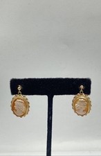Brincos de ouro amarelo 14k com silhueta vitoriana de pedra dura camafeu 4,3 g, usado comprar usado  Enviando para Brazil