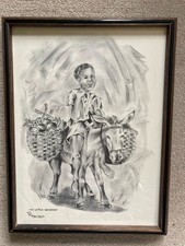 Vintage signed charcoal for sale  Schoolcraft