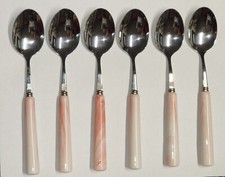 Usado, Conjunto de 6 colheres coloridas de talheres de aço inoxidável mármore rosa/branco comprar usado  Enviando para Brazil