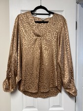 Linda estampa de chita Lg top metálico dourado/cobre design com mangas compridas inchadas comprar usado  Enviando para Brazil