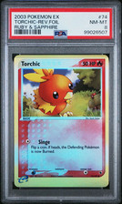 POKEMON EX TORCHIC REVERSE HOLO RUBY & SAPPHIRE #74 ERROR PRINT LINE PSA NM-MT 8 comprar usado  Enviando para Brazil