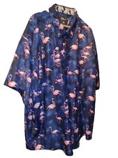 Camisa masculina de férias rosa flamingo/marinha resort botão frontal manga curta 4X nova sem etiquetas, usado comprar usado  Enviando para Brazil