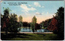 Cartão postal antigo lago artificial, John Ball Park Grand Rapids, MI 1910s comprar usado  Enviando para Brazil