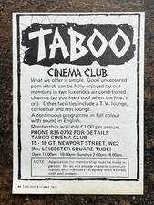 Usado, Taboo Cinema Club - Great Newport Street WC2 - 1978 Press Cutting 543 comprar usado  Enviando para Brazil