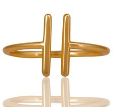 Anel aberto folheado a ouro 18k com duas barras folheado a ouro feminino geométrico joia comprar usado  Enviando para Brazil