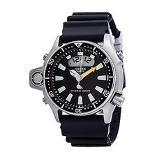 Citizen Aqualand I relógio de quartzo 200mt moldura preta pulseira de silicone JP2000-08E comprar usado  Enviando para Brazil
