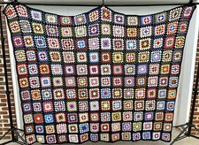 Colcha grande quadrada feita à mão vintage vovó cobertor de malha de crochê 85" X 72" Rosanne, usado comprar usado  Enviando para Brazil