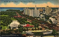Cartão postal Dr Jim Stamps Miami The Nations playground vista aérea linho comprar usado  Enviando para Brazil