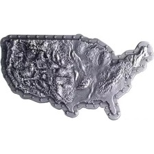 Empilhador em forma de mapa dos Estados Unidos 2 oz .999 medalha de prata KOMSCO comprar usado  Enviando para Brazil