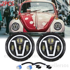 Usado, Faróis de LED redondos projetor DRL halo feixe alto/baixo 7 polegadas para VW Beetle Classic comprar usado  Enviando para Brazil