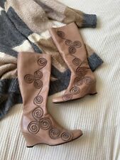 Botas vintage bege cunha altura do joelho 100% couro por Hispanitas comprar usado  Enviando para Brazil