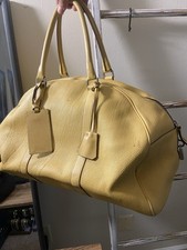 Bolsa de viagem vintage Prada grande bege amarelo couro pebbled Boston Duffle, boa comprar usado  Enviando para Brazil