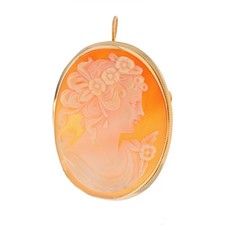 Broche/pingente de concha de ouro amarelo - broche conversível silhueta camafeu 14k Itália comprar usado  Enviando para Brazil