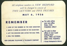 Cartão de troca New England telefone e telégrafo New Bedford Exchange 1956 comprar usado  Enviando para Brazil