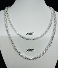 Colar masculino de prata esterlina 925 corte diamante corrente corda 5mm, 6mm 16" - 30" comprar usado  Enviando para Brazil