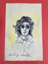 Desenho de Andy Warhol (feito à mão) mídia mista em papel assinado e carimbado comprar usado  Enviando para Brazil