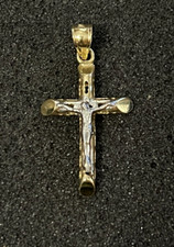 Pingente cruzado crucifixo ouro 14k dois tons 2,2 gramas - Tamanho 1-1/2" - Usado comprar usado  Enviando para Brazil