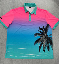 Camisa polo Sunday Swagger adulto 3XL azul rosa manga curta praia palmeira golfe comprar usado  Enviando para Brazil
