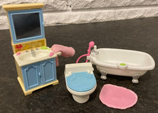 Fisher Price Loving Family 5 peças conjunto de banheiro: pia clawfoot banheira toalha tapete, usado comprar usado  Enviando para Brazil