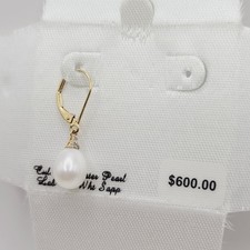*BRINCO FALTANDO* Brincos de safira branca de ouro 14k com pérola FWC criados em laboratório $600 comprar usado  Enviando para Brazil