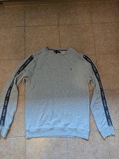 Moletom Tommy Hilfiger tamanho G com logotipo lateral gravado em cinza autêntico comprar usado  Enviando para Brazil