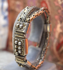 Pulseira Bali masculina vintage esterlina 3 fileiras Indonésia 8" comprar usado  Enviando para Brazil