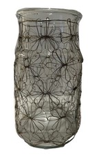 FRASCO DE VIDRO FOFO CERCADO COM FLORES TECIDAS DE METAL 9,5x11 comprar usado  Enviando para Brazil