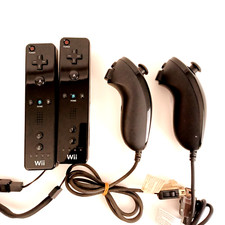 Controle remoto oficial Nintendo Wii e Nunchuck 2 peças cada preto testado comprar usado  Enviando para Brazil