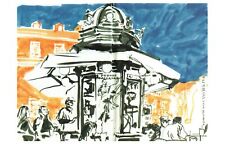 Cartão postal João Catarino Quiosque de Camões Lisboa Portugal arte do esboço urbano, usado comprar usado  Enviando para Brazil