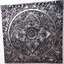 Painel floral madeira MDF perfurado à mão CM 80x80 prata pintura antiga comprar usado  Enviando para Brazil