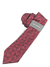 Gravata Van Heusen masculina vermelha tons preta listra diagonal cruzada 3 polegadas nova sem etiquetas comprar usado  Enviando para Brazil