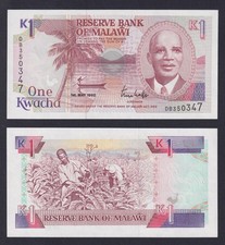 Banconota Malawi 1 kwacha 1992 P.-23b FDS/UNC na sprzedaż  Wysyłka do Poland