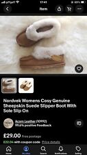 Nordvek sheepskin slippers for sale  CHESTERFIELD