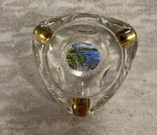 Souvenir Ashtray Bregenz a. Bodensee Triangular Glass Gold Trim  -- 5795 comprar usado  Enviando para Brazil