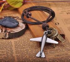 Colar longo masculino N214 marrom legal pingente avião motociclista cordão de couro NOVO comprar usado  Enviando para Brazil