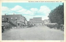 Cartão postal 1920s Paoli Indiana Rexall Store Court Main Streets autos Teich 25-5458 comprar usado  Enviando para Brazil